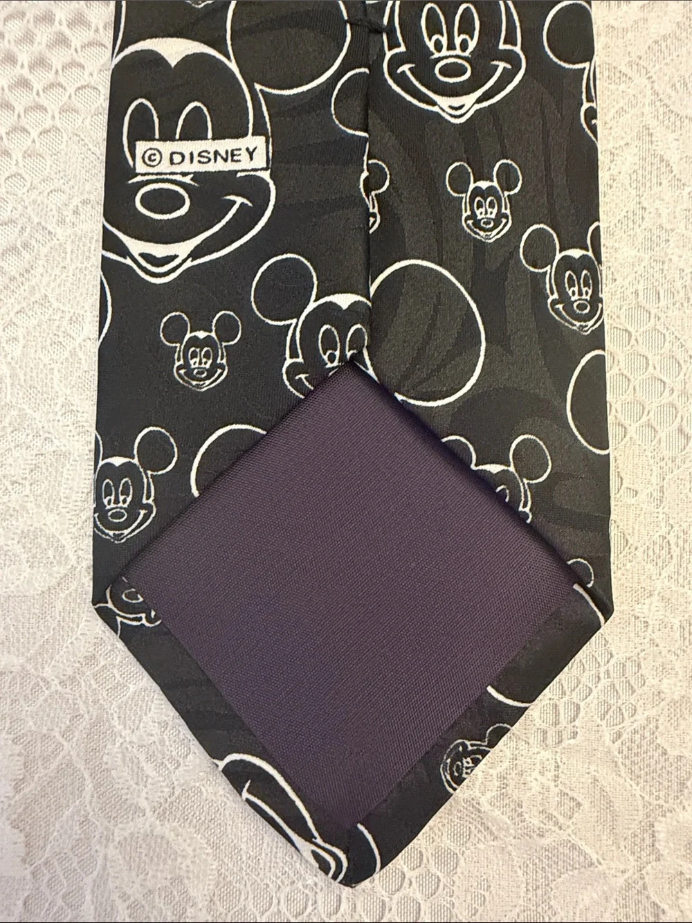 Vintage Disney Mickey Mouse Black & White Novelty Necktie